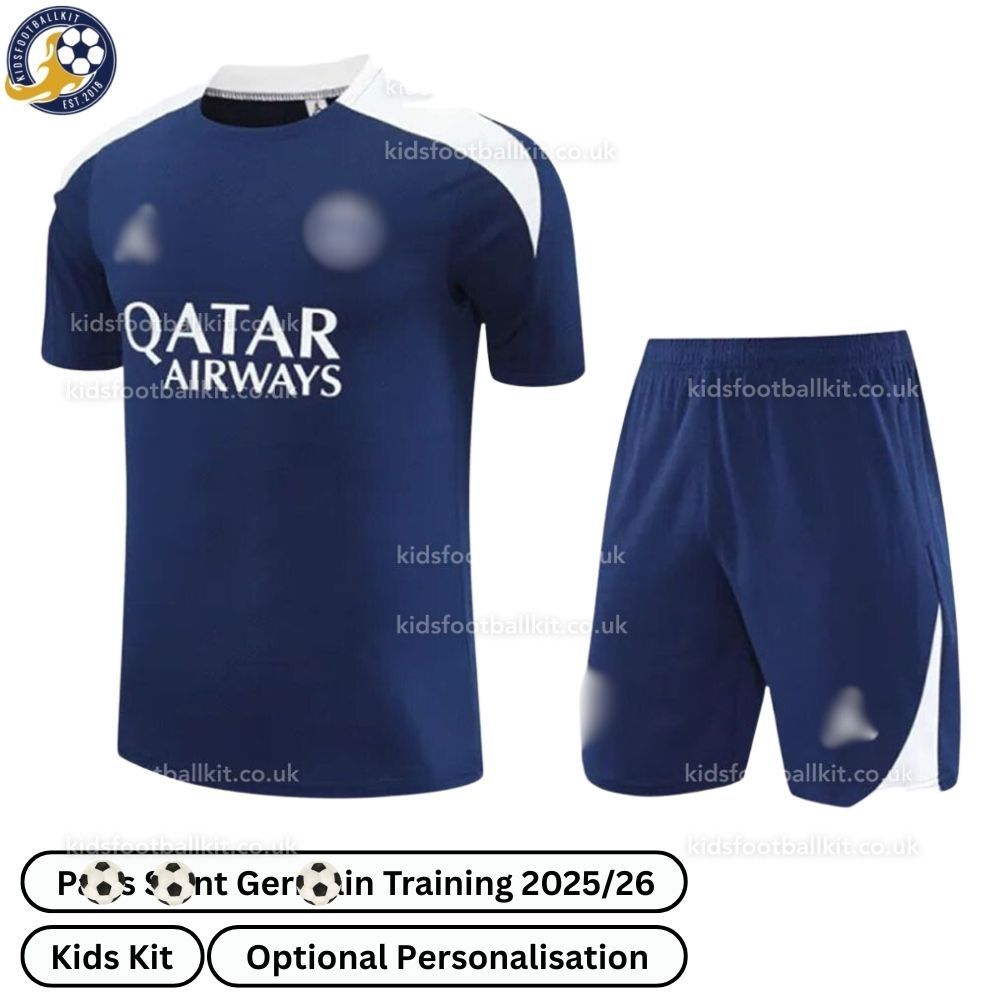 P^_^SG Training Kids Football Kit 2025/26 (No Socks) – Blue